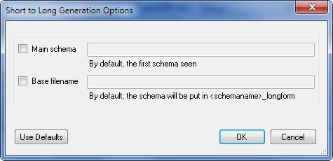 Short to Longform Options Dialog