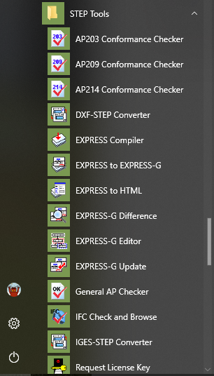 STEP Tools Start Menu