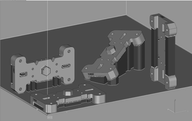 Figure 2 —  Illustration of a setup with 4 occurrences of the part and its support structures