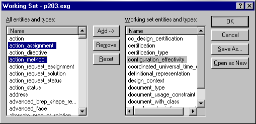 Working Set Dialog