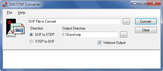 DXF/STEP Converter Control Panel
