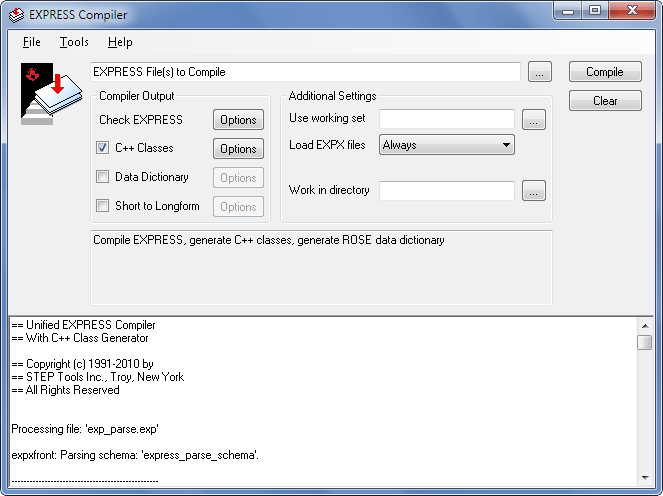 EXPRESS Compiler Windows Control Panel