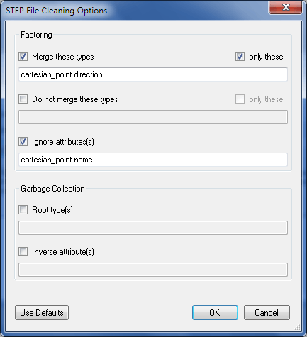 STEP File Cleaner Options