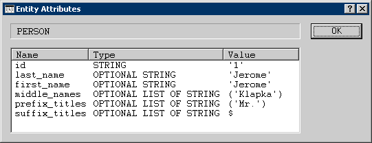 Entity Attributes Dialog